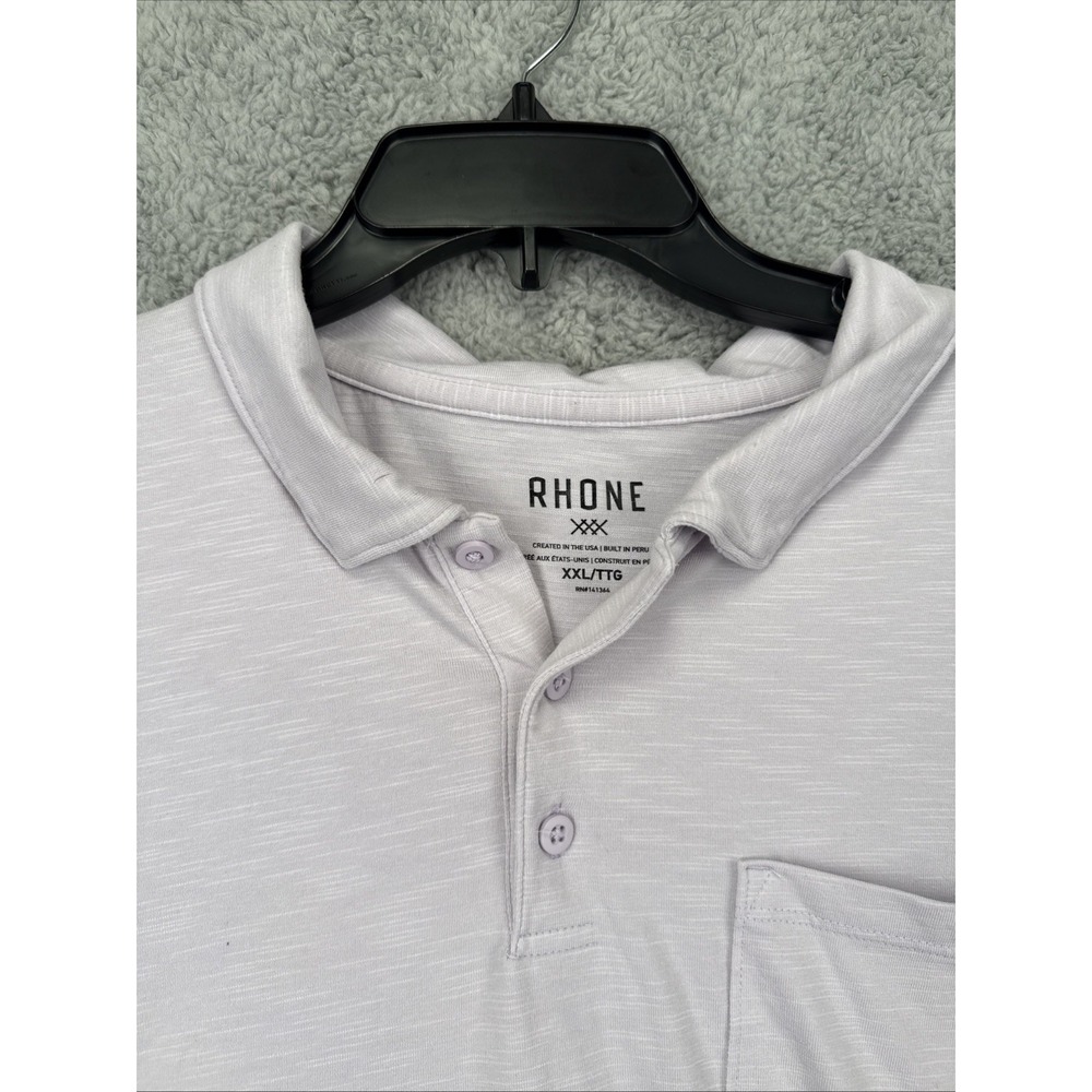 Rhone Mens XXL Polo Golf Shirt Moisture Wicking Pocket Lavender 101496